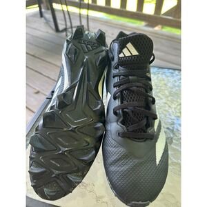 Adidas Adizero Football Cleats Mid‎ Top Molded Black White Mens Size 10
